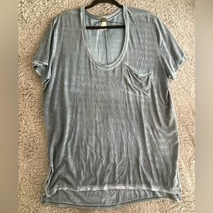 Free People Distressed Light Blue Burnout Rising Sun T-shirt Oversized Soft T M